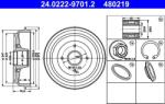 ATE 24.0222-9701.2 - TAMBUR FRANA LIVRABIL NUMAI PERECHE - compatibil Citroen. Peugeot - ATE-24.0222-9701.2 (ATE24022297012)