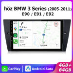 Junsun Autós Multimédia BMW 3 Series E90 E91 E92 (2005-2011) 4GB+64GB 9" IPS Android 4-Core WIFI Wireless CarPlay Android Auto DSP GPS
