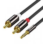 UGREEN 3, 5 mm-es jack - 2 x RCA audiokábel UGREEN AV116, 2 m, fekete