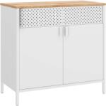 SONGMICS Dulap depozitare metalic cu 2 usi, raft reglabil, cadru otel, stil industrial, 80x40x76 cm, alb si bej (EZ-LSC102W57) Garderoba