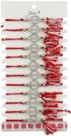 Jolie Martisor Bratara cu Ciucure pentru Dama, Jolie, Model Cerc Infinit, Set 12 bucati, Pandativ din Inox cu Pietre, Snur Reglabil, Rosu/Alb (CR-128050)