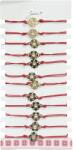  Bratara Martisor pentru Dama, Jolie, Model Inima in Floare, Set 12 bucati, Pandativ Auriu din Inox cu Snur Rosu Ajustabil (CR-127984)