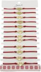 Jolie Bratara Martisor pentru Dama, Jolie, Model Inima Mama, Set 12 bucati, Pandativ din Inox Auriu, Snur Ajustabil Impletit, Rosu (CR-127993)