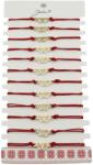 Jolie Bratara Martisor pentru Dama, Jolie, Model Inima, Set 12 bucati, Pandativ din Inox Auriu, Snur Ajustabil Impletit, Rosu (CR-127979)