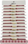 Jolie Bratara Martisor pentru Dama, Jolie, Model Aripa, Set 12 bucati, Pandativ din Inox Auriu, Snur Ajustabil Impletit, Rosu (CR-127974)