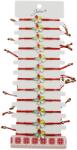 Jolie Martisor Bratara pentru Dama si Copii, Jolie, Model Floare Multicolora, Set 12 bucati, Pandantiv Emailat, Snur Reglabil, Rosu (CR-128030)