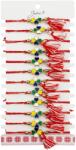 Jolie Martisor Bratara cu Ciucure pentru Dama, Jolie, Model Trifoi Colorat, Set 12 bucati, Pandativ din Inox, Snur Reglabil, Rosu/Alb (CR-128058)