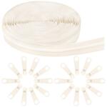 Draupnir Beige Nejlon Cipzár Méterárú 10 m + 20 db Fém Cipzár Csúszkával Ruhához, Táskához, Tolltartóhoz, Ágyneműhöz
