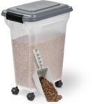 Iris Ohyama ATS-M Légmentes Kutyaeledel Tároló Görgőkkel, 18L/7kg, Szürke, BPA-mentes Szárazeledel Tartály Lapáttal, Kutyákhoz és Macskákhoz