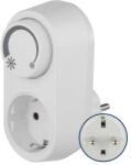 REV EMD201 Dugaszoló Fényerőszabályzó Adapter - LED, Izzó és Halogén Lámpákhoz, 3-200 W, Fehér, Plug and Play, Be/Ki Forgókapcsolóval (EMD201)