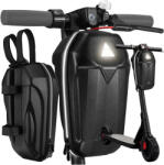 Verkstore Vízálló és Merevfalú Elektromos Roller Táska Fényvisszaverő Csíkkal, Fekete, 5L Kapacitás, Kormányra Szerelhető, 30x16 cm