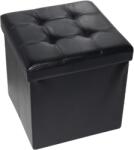 JHT Taburet Pliabil cu Spatiu de Depozitare JHT, Tip Cutie, Otoman, Cub 38X38X38 cm, Piele ecologica, Negru (taburetpliabilmic)