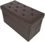JHT Taburet Pliabil cu Spatiu de Depozitare JHT, Tip Cutie, Otoman, Cub 76X38X38 cm, Piele ecologica, Maro (taburetpliabilmare-2)