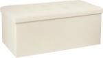 JHT Taburet Pliabil cu Spatiu de Depozitare JHT, Tip Cutie, Otoman, Cub 76X38X38 cm, Piele ecologica, Beige (taburetpliabilmare-2-1)