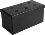 JHT Taburet Pliabil cu Spatiu de Depozitare JHT, Tip Cutie, Otoman, Cub 76X38X38 cm, Piele ecologica, Negru (taburetpliabilmare)