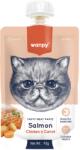Wanpy Recompensa cremoasa pentru pisici Wanpy Tasty Meat, cu Somon, pui si morcov, 90g (WP87153)