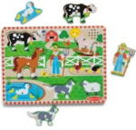 Spin Master Puzzle din lemn cu sunete Melissa & Doug Spin Master - Animale de la Fermă (681147006423-2) Puzzle