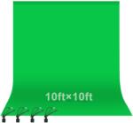 EMART 3x3m Ecran verde Fundal verde Poliester Verde Chromakey Ecran verde pliabil cu 4 cleme pentru fotografie, zoom, interviuri, flux live - EM-P1010-G (EM-P1010-G)