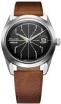 Nivada Grenchen Antarctic Spider negru 38 mm - Brown leather + 5 ani garanție și cadou GRATUIT Ceas