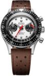 Nivada Grenchen Chronomaster White Panda 41mm - Brown Racing Strap + 5 ani garanție și cadou GRATUIT Ceas