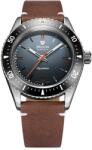 Nivada Grenchen Aquamar Grey - Brown Leather White Stitching + 5 ani garanție și cadou GRATUIT Ceas
