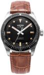 Vulcain Skindiver Nautique Black cu luminescență maro khaki - Brown Alligator + 5 ani garanție și cadou GRATUIT Ceas