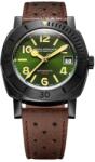 Nivada Grenchen Numere Nivada Grenchen Depthmaster - negru și verde - Brown Racing Strap + 5 ani garanție și cadou GRATUIT Ceas