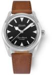 Nivada Grenchen Super Antarctic 35 mm - Black White Luminova - Brown Leather + 5 ani garanție și cadou GRATUIT Ceas
