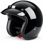 Fixato Casca Moto/Scuter Retro FIXATO Vintage, Interior Confortabil, Prindere rapida, Negru Lucios, L 58-59cm (retro-1-negru-lucios-L)