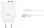 XO Incarcator Retea Cu Cablu Lightning XO Design CE34, 12W, 2.4A, 2 x USB-A, Alb (inc/li/xo/ce34/12/24/2x/al)