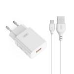 XO Incarcator Retea Cu Cablu microUSB XO Design L127, 18W, 3A, 1 x USB-A, Alb (inc/mi/xo /l1/18/3a/1x/al)