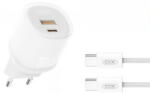 XO Incarcator Retea Cu Cablu USB-C XO Design L151, 30W, 3A, 1 x USB-A - 1 x USB-C, Alb (inc/us/xo /l151/30/3a/1x/1x/alb)