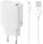 XO Incarcator Retea Cu Cablu microUSB XO Design L159, 18W, 3A, 1 x USB-A, Alb (inc/mi/xo/l159/18/3a/1x/al)