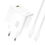 Dudao Incarcator Retea Cu Cablu USB-C Dudao A28C, 45W, 3A, 1 x USB-C, Alb (inc/us/dud/a28c/45/3a/1x/al)