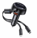 YESIDO Incarcator Auto Cu Cablu USB-C / Lightning Yesido Y61, 53W, 3A, 1 x USB-A, Negru (ysd/370183)