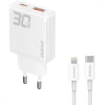 Dudao Incarcator Retea Cu Cablu Lightning Dudao A30EUL, 30W, 3A, 1 x USB-A - 1 x USB-C, Alb (inc/li/dud/a3/27/3a/1x/1x/al)