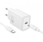 hoco. Incarcator Retea Cu Cablu USB-C HOCO N62, 30W, 3A, 1 x USB-C, Alb (inc/us/hoc/n6/30/3a/1x/al)
