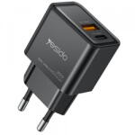 YESIDO Incarcator Retea Yesido YC64, 30W, 3A, 1 x USB-A - 1 x USB-C, Negru (ysd/370220)