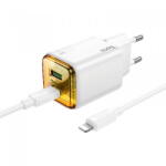 hoco. Incarcator Retea Cu Cablu Lightning HOCO N52, 20W, 3A, 1 x USB-A - 1 x USB-C, Alb (inc/li/hoc/n5/20/3a/1x/1x/al)