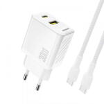 Dudao Incarcator Retea Cu Cablu USB-C Dudao A27TCEU, 30W, 1 x USB-A - 1 x USB-C, Alb (inc/us/dud/a2/30/1x/1x/al)