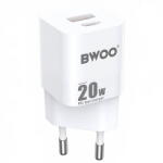 BWOO Incarcator Retea BWOO BO-CDA156, 20W, 3A, 1 x USB-A - 1 x USB-C, Alb (inc/max/cd/20/3a/1x/1x/al)