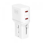 3mk Protection Incarcator Retea 3MK Globe Travel, 45W, 3A, 2 x USB-C, Alb (acc/384854)