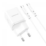 BOROFONE Incarcator Retea Cu Cablu USB-C Borofone BN7, 20W, 3A, 1 x USB-A - 1 x USB-C, Alb (inc/us/bor/bn/20/3a/1x/1x/al)