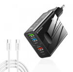 Techsuit Incarcator Retea Cu Cablu USB-C Techsuit CHC1 PentaXPower, 25W, 3A, 3 x USB-A - 2 x USB-C, Negru (inc/372347)