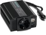 TYPEC Invertor Auto 12V la 220V 300W OVERMUST, Priză AC 220V, 2 Porturi USB 2.1A, Ventilator Inteligent Silențios, Încărcare Simultană 3 Dispozitive, Protecție la Supratensiune și Scurtcircuit