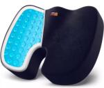 Linomag Perna Ortopedica pentru Sezut Linomag®, cu Spumă cu Memorie și Gel Răcoritor, pentru scaun de birou sau masina, Suport pentru coccis, Impotriva Hemoroizilor, Husa Velur, Bleumarin (pog)