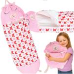  IKONKA Sac de dormit pentru copii 2 în 1 cu pernă, roz, 125 x 50 cm IK-KX3016 (KX3016) Sac de dormit