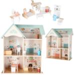 LULILO Casă din lemn pentru păpuși cu mobilier și figurine, 56 cm, mentă IK-KX2615 (KX2615) Casuta papusi