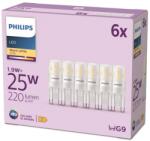 Philips LED Izzó G9 Foglalat, 25W Halogén Kiváltó, Meleg Fehér Fény 2700K, 6 db-os Csomag, Új Generáció