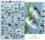 Palota Nails Köröm matrica 3D-s No. F654 Black&White-112
